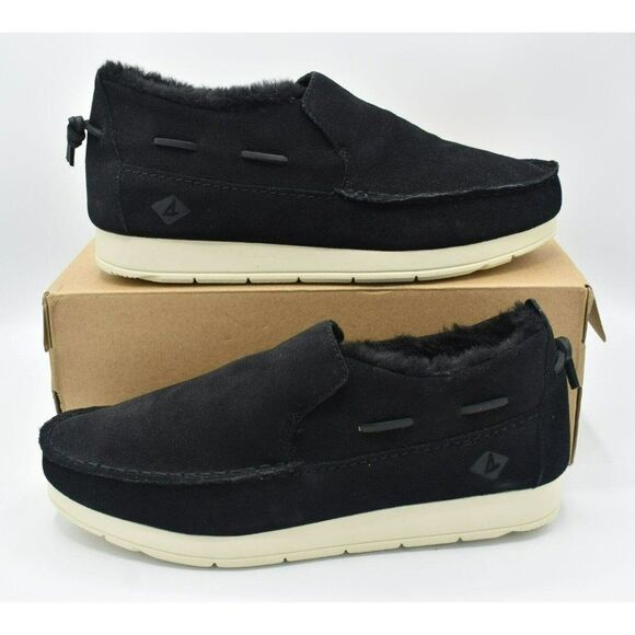 Sperry Men Size 12 Moc Sider Black Suede Lined Slip on Boots Shoes STS23724 - Picture 1 of 10
